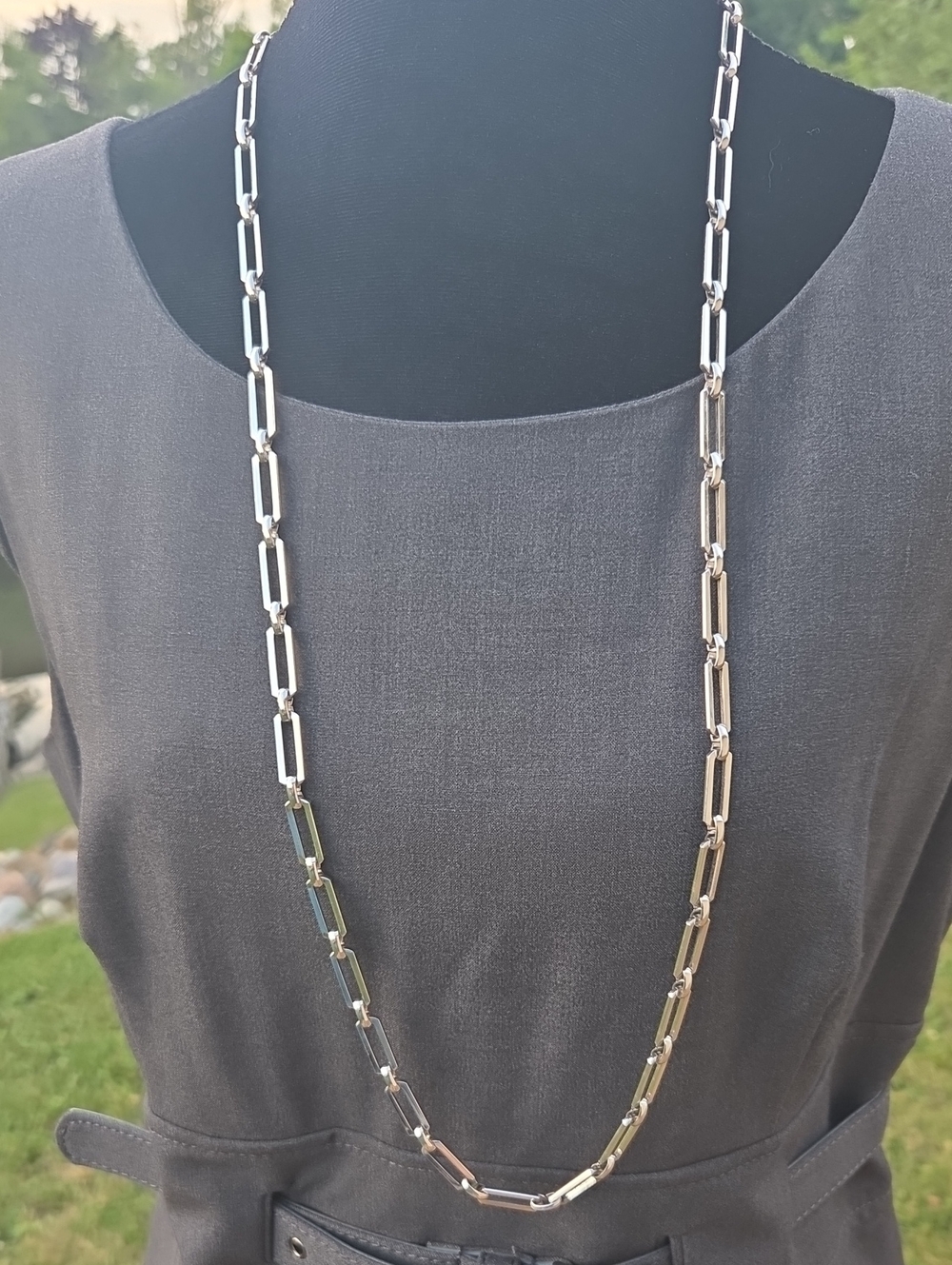 Monet Vintage Paperclip Silver-tone Long Necklace
